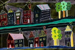 Abstract Village Scene