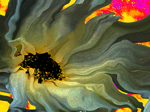 Abstract Daisy in Green and Yellow