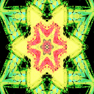 Abstract Green Orange and Yellow Kaleidoscope Star