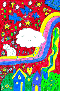 Abstract Doodle Art Cheerful Characters