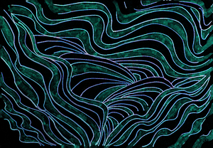 Abstract Sea Blue Waves Line Art 