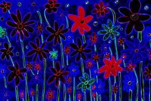 Abstract Dark Red Floral Garden
