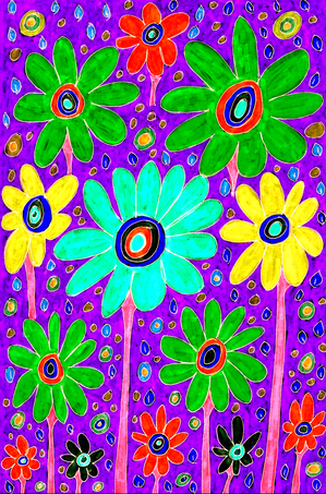  Abstract Vibrant Floral Surprise