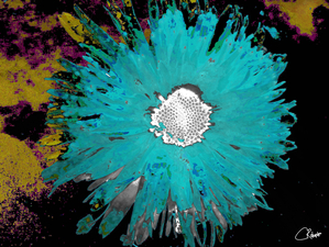 Abstract Green Daisy on an Abstract Background