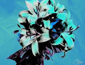 Green Poster Lilies Art