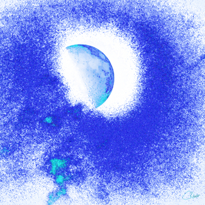 Disintegrating Moon on a White Background