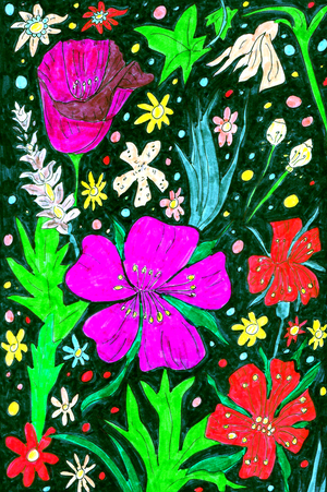 Abstract Whimsical Floral Garden