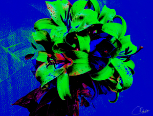 Green Poster Lilies Pop Art