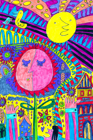 Abstract Surreal Doodle Landscape