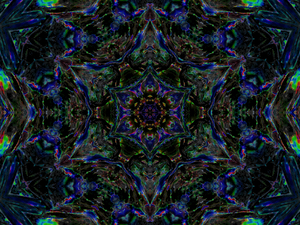 Darkly Green Abstract Kaleidoscope Pattern