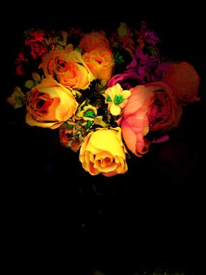 Abstract Pink and Yellow Rose Bouquet