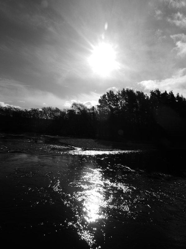 Sun and the River Spey in the Scottish Highlands Print