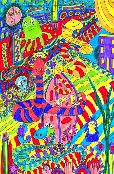  Abstract Doodle Creatures  Print