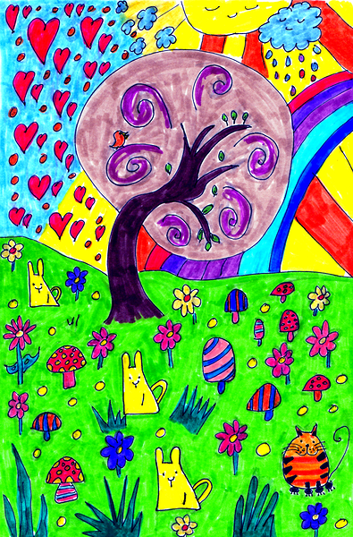 Abstract Doodle Tree Print