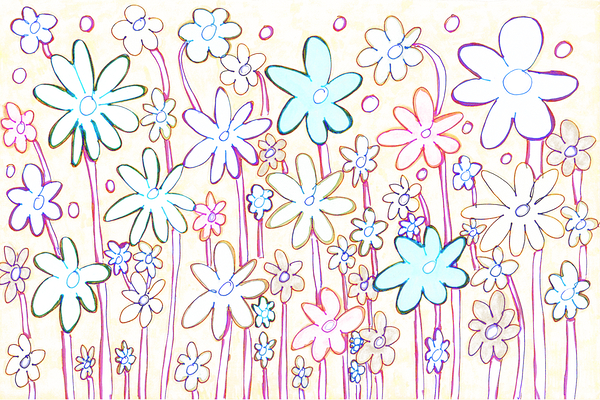Abstract Pastel Floral Display Print