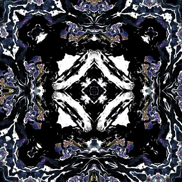 Abstract Black White Purple Kaleidoscope Flow Print