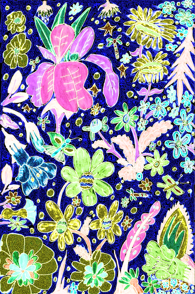 Abstract Evening Textured Floral Display Print