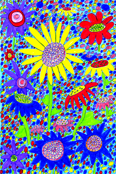 Abstract Bright Flower Print