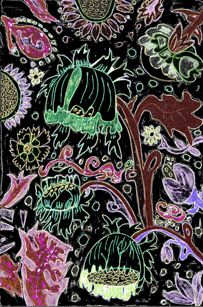 Abstract Floral Poppies Print