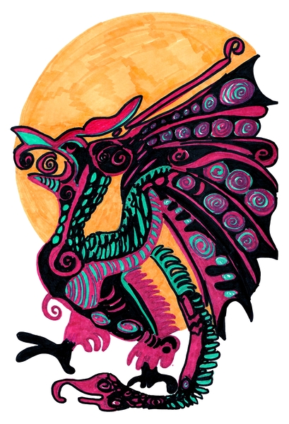 Abstract Dawn of the Dragon Print