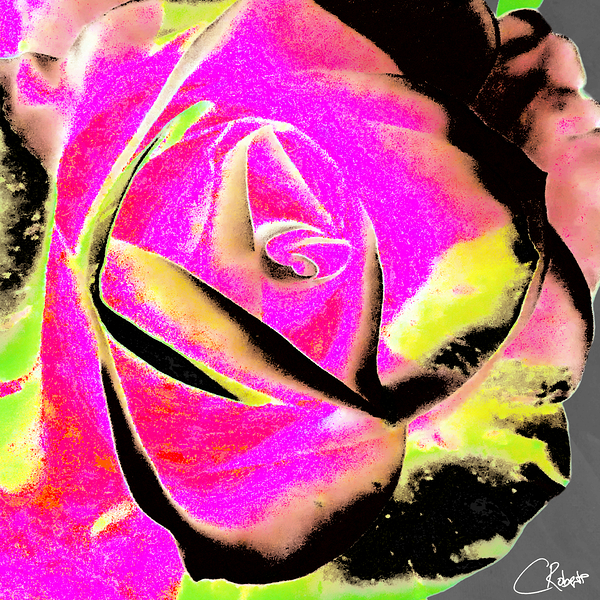 Abstract Neon Rose Print