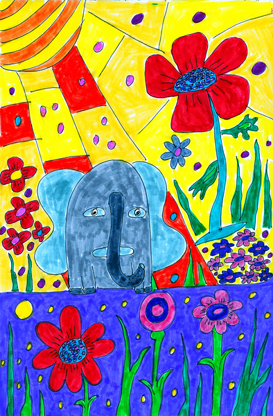 Abstract Colourful Elephant Print