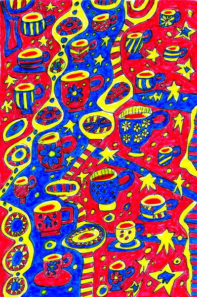 Abstract Doodle Art Colourful Mugs  Print