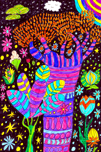 Abstract Whimsical Plants Print