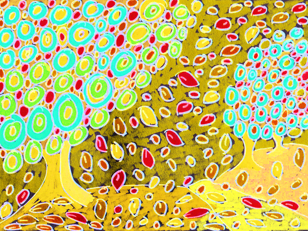 Abstract Whimsical Vibrant Forest Print