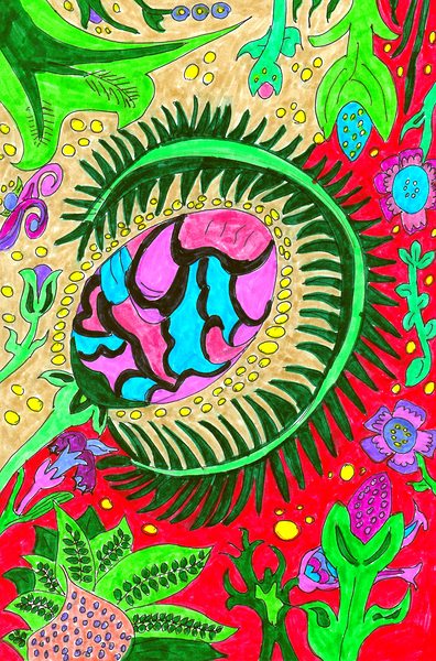 Abstract Colourful Flowers Design Print