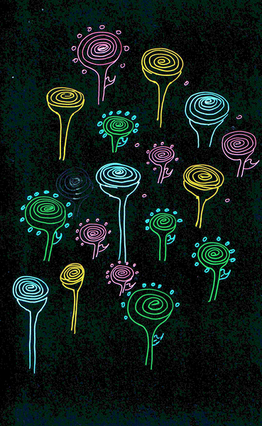 Abstract Colourful Spiral Flowers Print