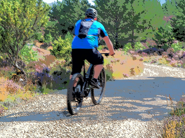 Abstract Cyclist on a Scenic Mountain Trail                                                                                                                      Print