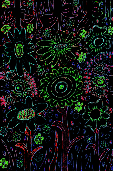 Abstract Neon Florals Print
