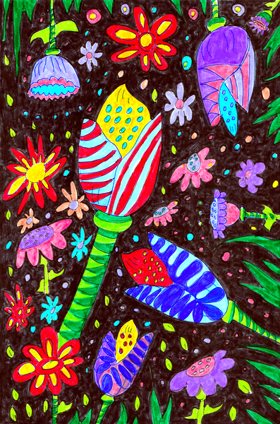 Abstract Cheerful Garden Print