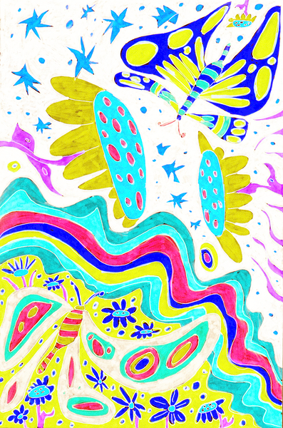 Abstract Vibrant Butterflies Print