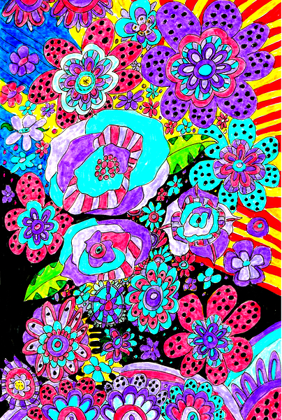 Abstract Vibrant Florals  Print