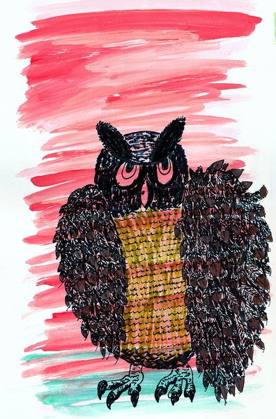 Abstract Wise Old Owl Print