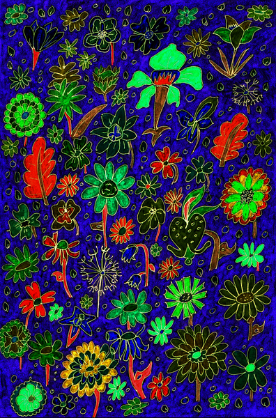 Abstract Dark Florals Print