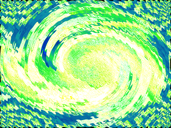 Abstract Lilies Swirl in Green and Blue  Print