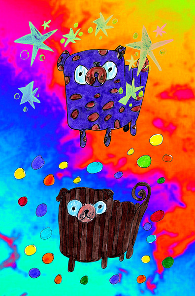 Abstract Cosmic Pugs Print