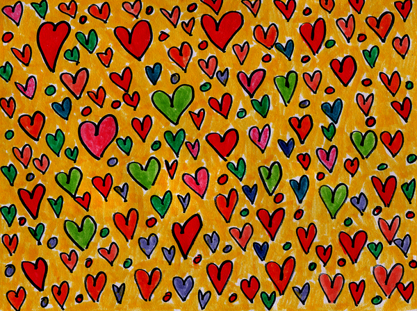 Abstract Whimsical Hearts  Print