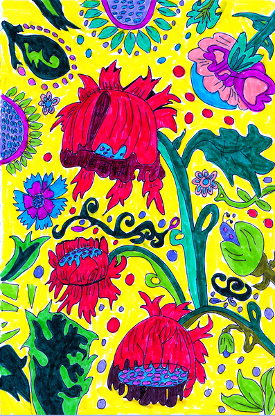 Abstract Poppy Flowers Print