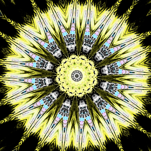Abstract Yellow Kaleidoscope Pattern Design Print