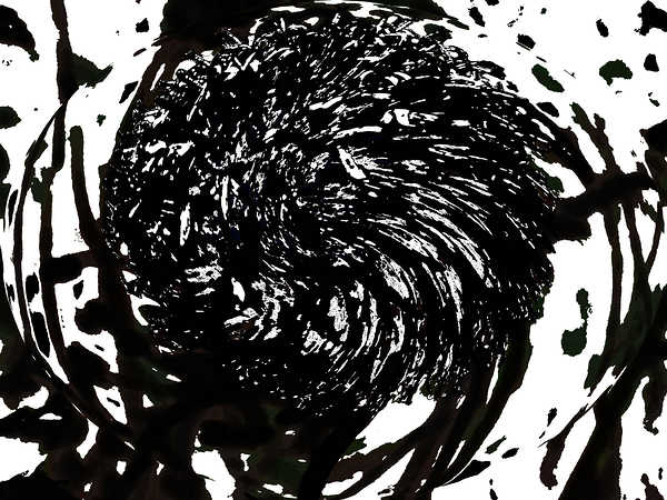  Abstract Swirling Black and White Woodland Plant Print