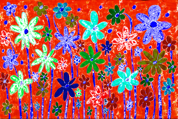 Abstract Colourful Floral Display Print