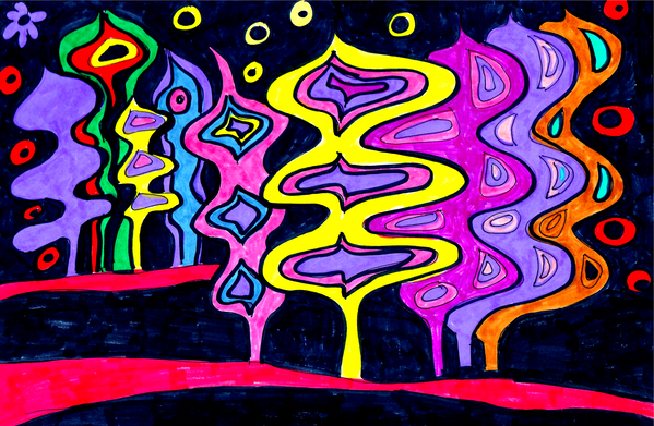 Abstract Neon Woodland Print