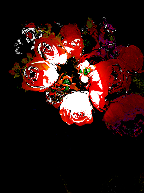 Abstract Snow Covered Rose Bouquet Print