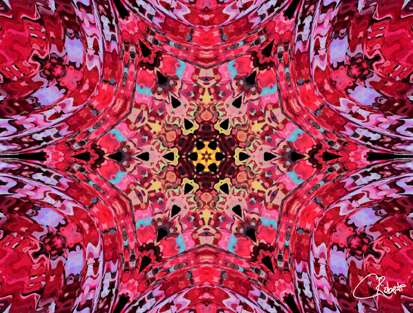 Abstract Colours Collide in Reds Print