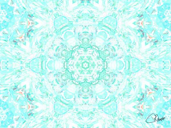  Abstract Colours Collide in Lime Greens and Whites  Print