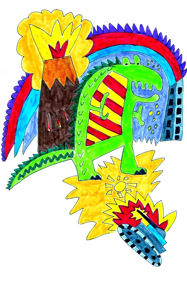 Abstract Dinosaur Romp Print